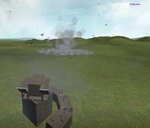 Izakian Anti-Mech Turret destroying an ISA mech